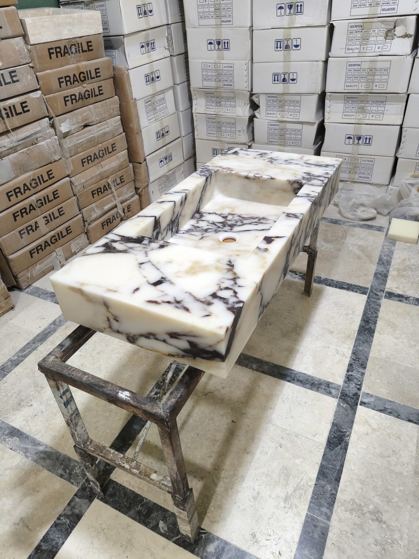 Calacatta Viola Marble Wall-Mounted Sink