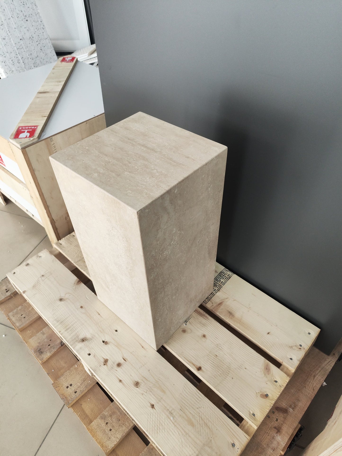 Travertine Plinth Table