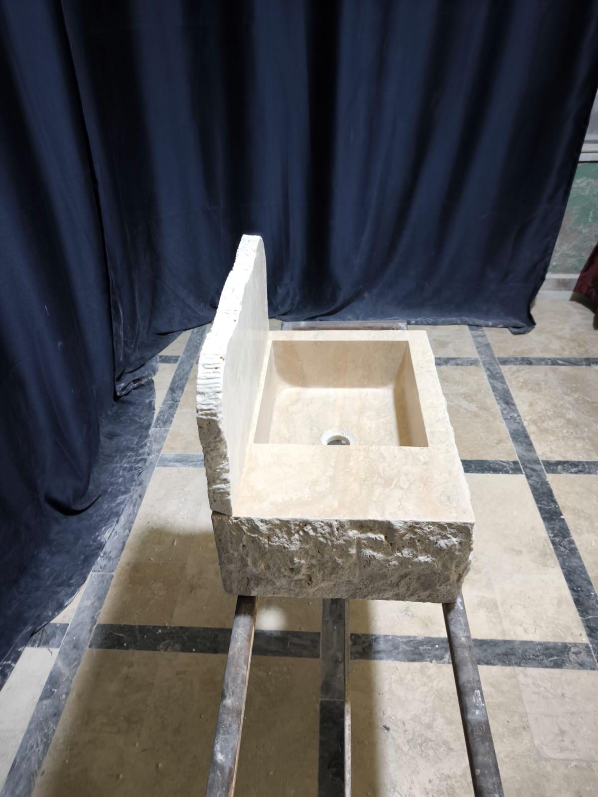 Travertine Sink with Backsplash