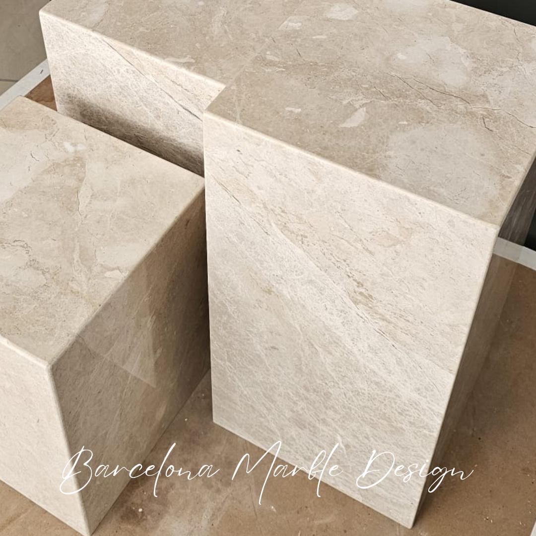 Beige Marble Plinth Table