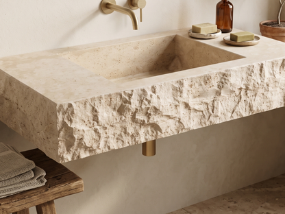 Travertine Sink - rough chiselled