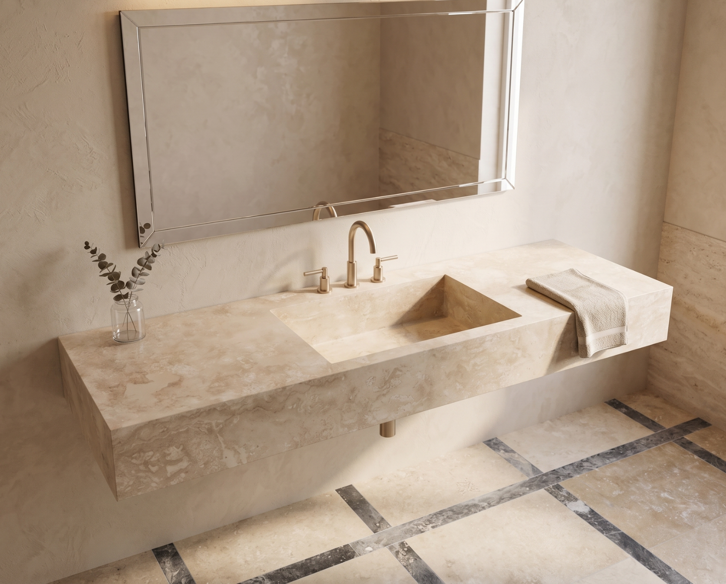 Travertine Rectangular Basin