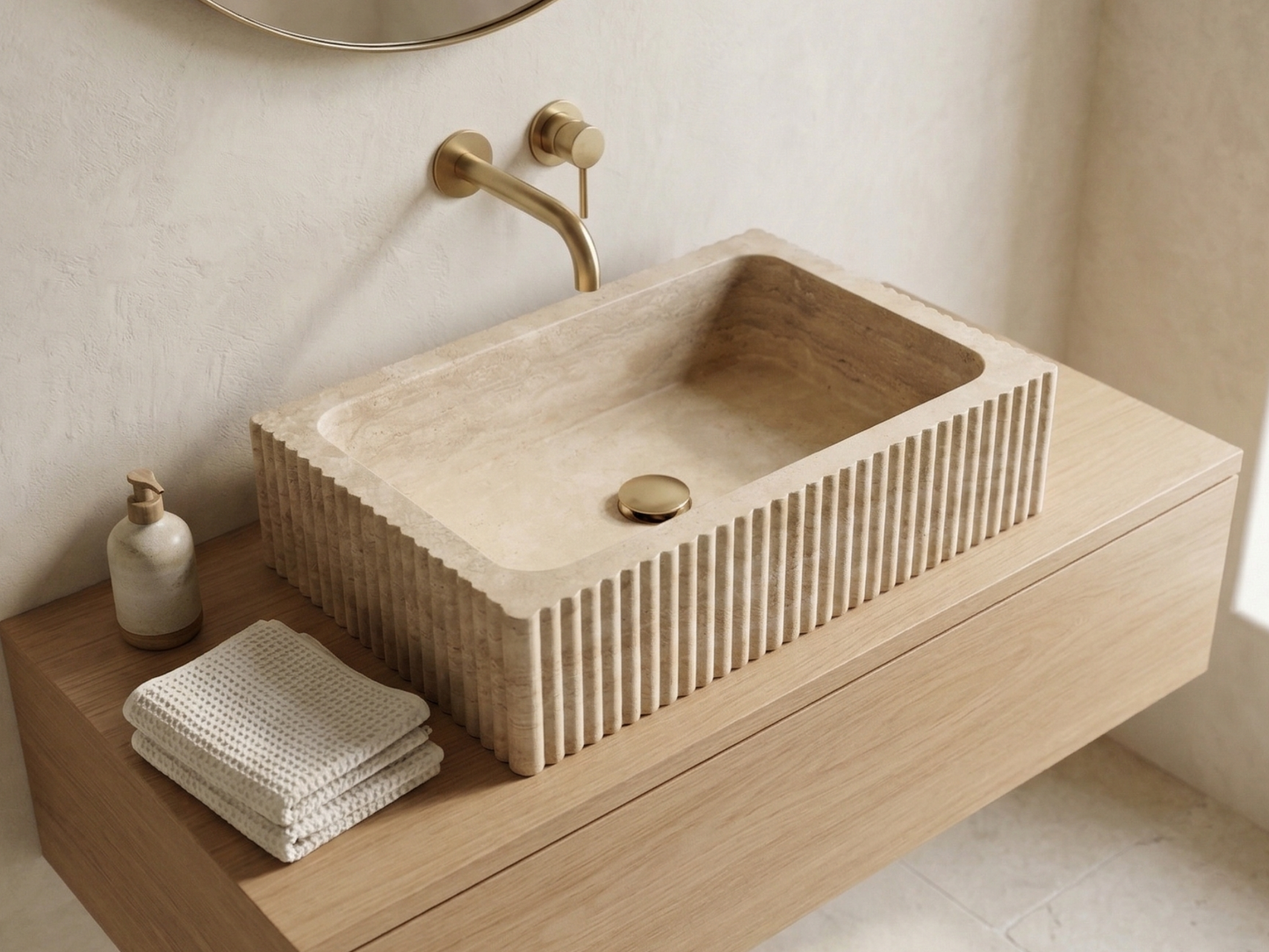 Travertine Fluted Sink