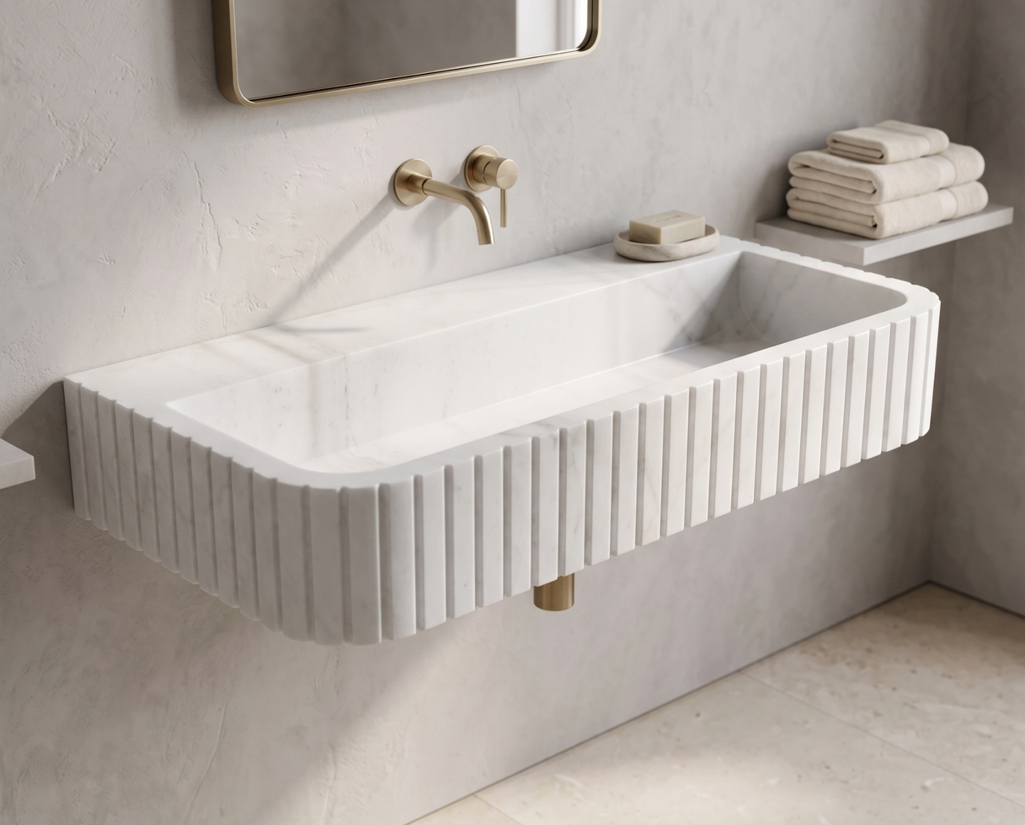 White Carrara Marble Sink