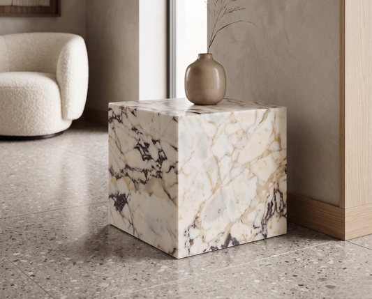 Calacatta Viola Marble Plinth Side Table