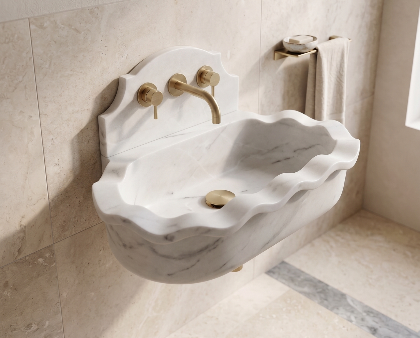 White Carrara Marble Sink