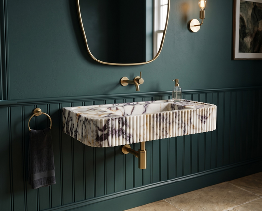 Calacatta Viola Fluted Marble Sink