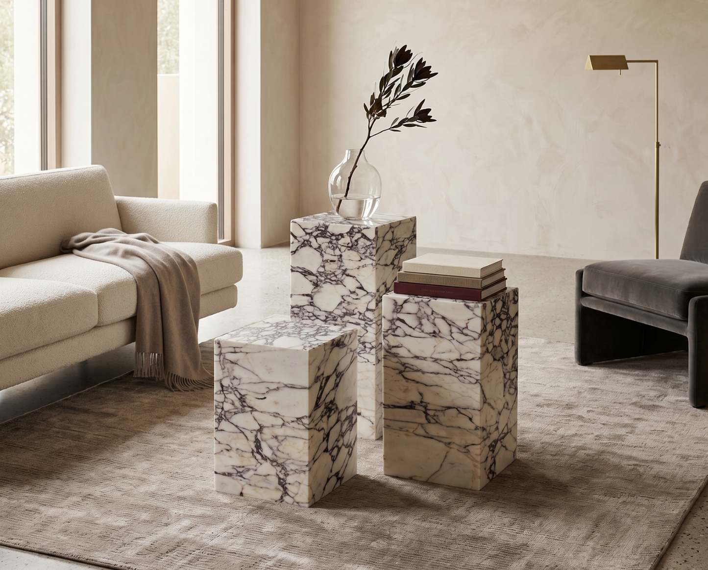 Calacatta Viola Marble Plinth Table