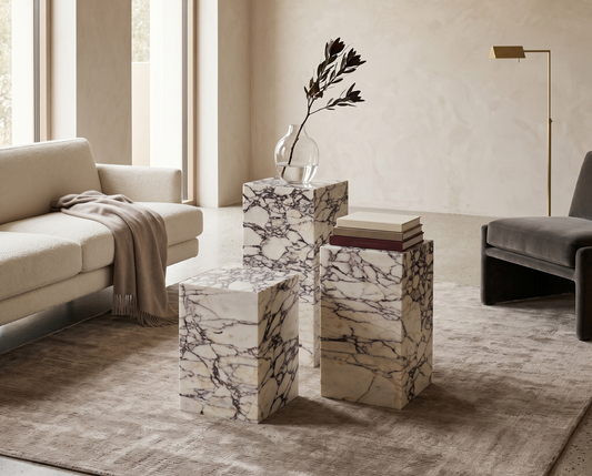 Calacatta Viola Marble Plinth Table