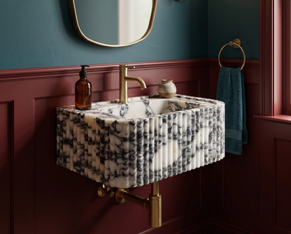 Calacatta Viola Fluted Marble Sink