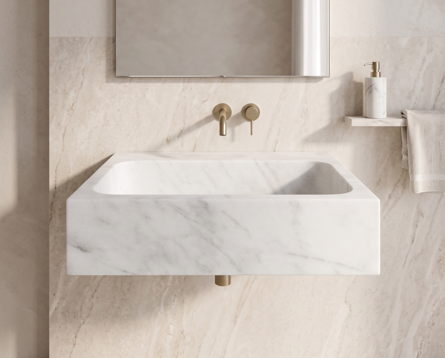 White Carrara Marble Sink
