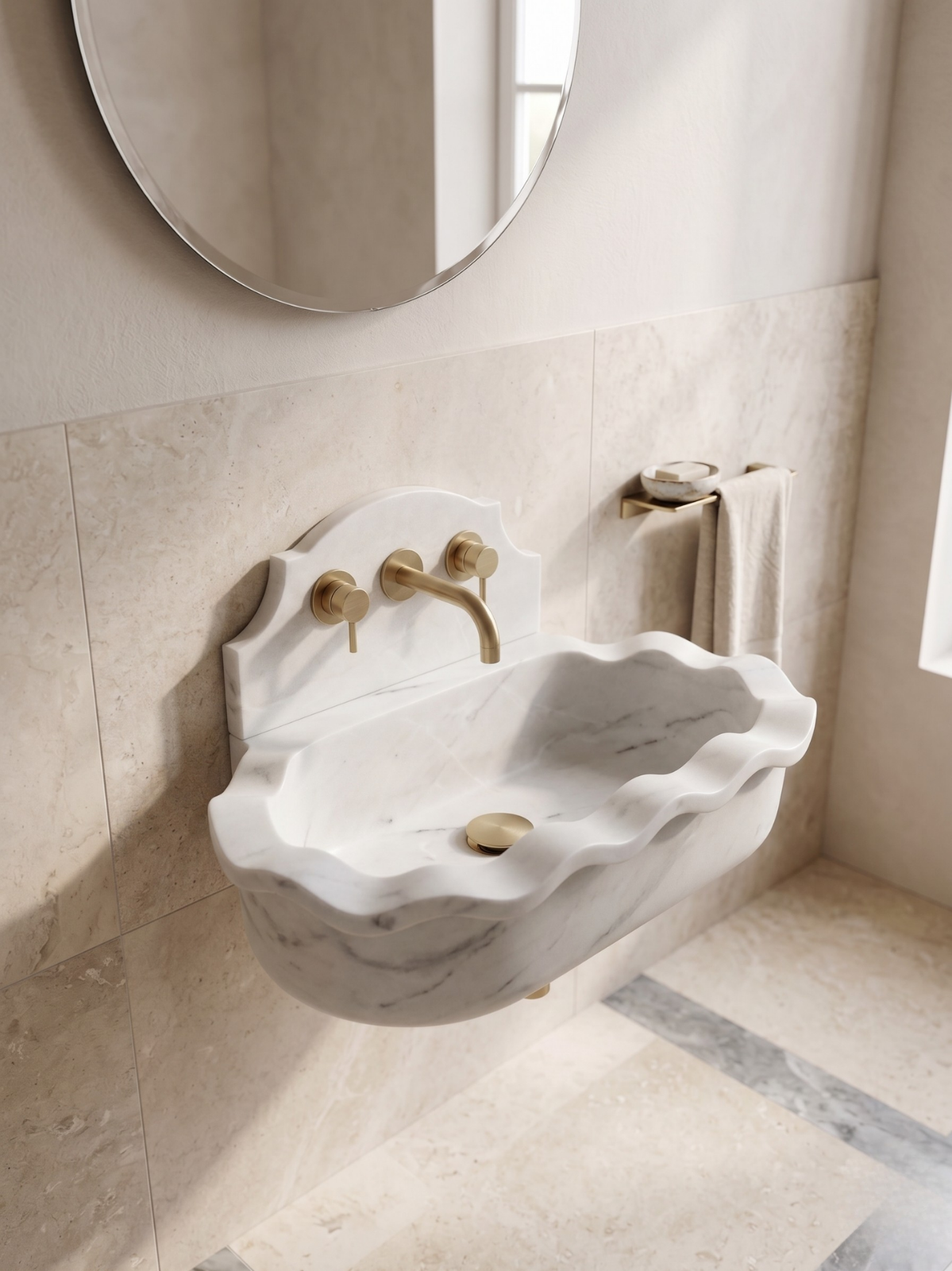 White Carrara Marble Sink