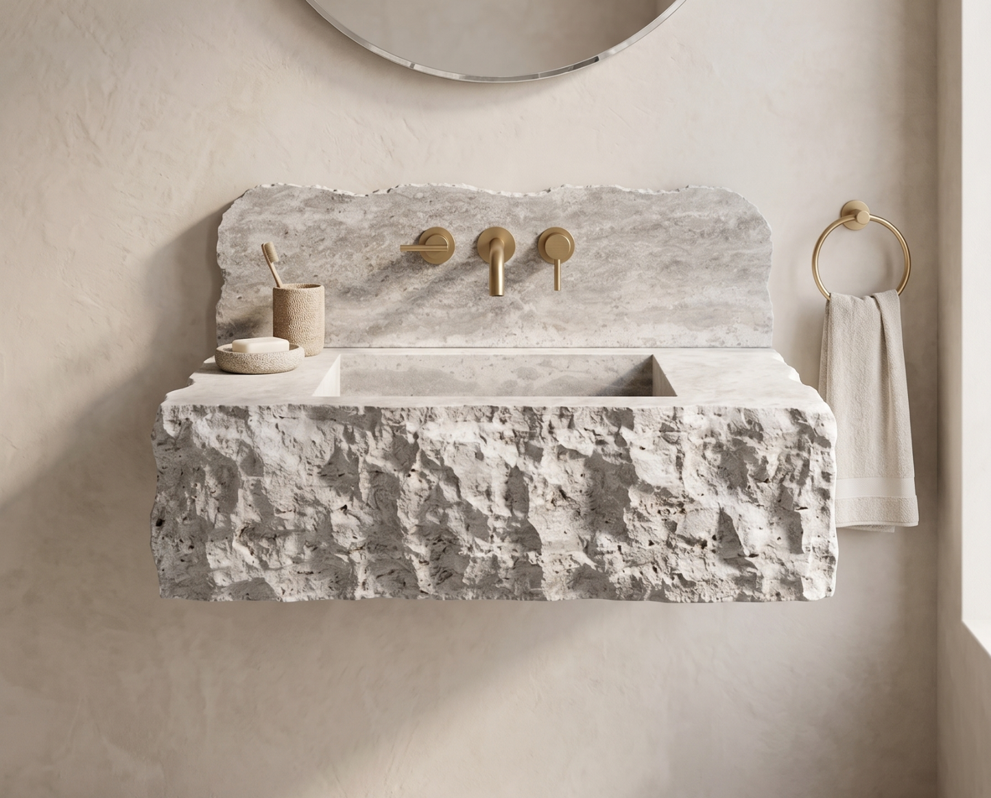 Silver Travertine Bathroom Sink