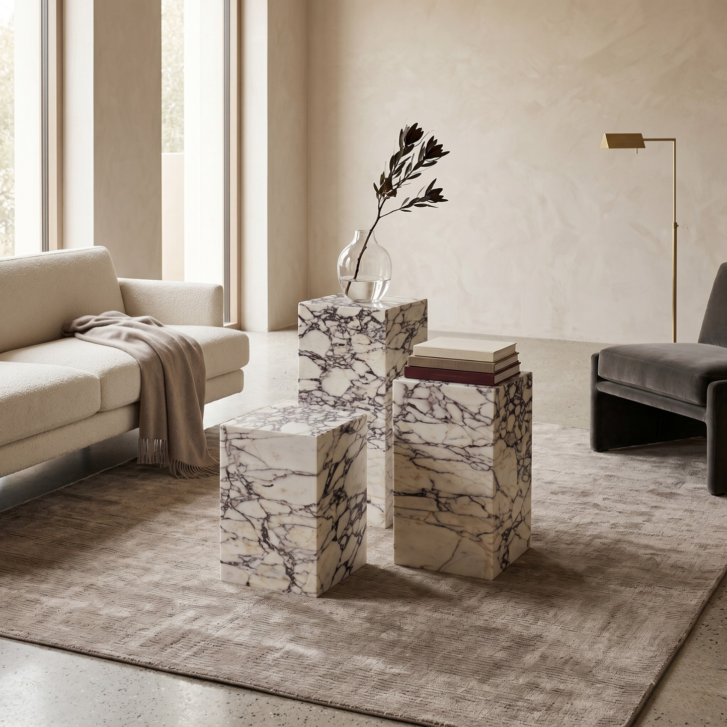 Calacatta Viola Marble Plinth Table