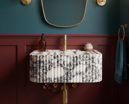 Calacatta Viola Fluted Marble Sink
