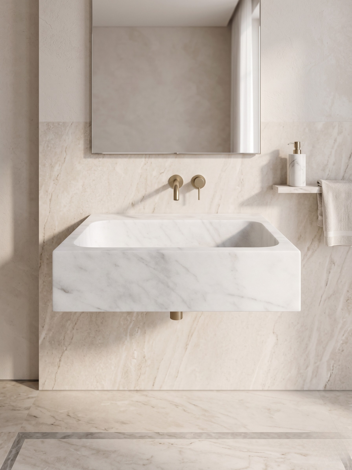 White Carrara Marble Sink