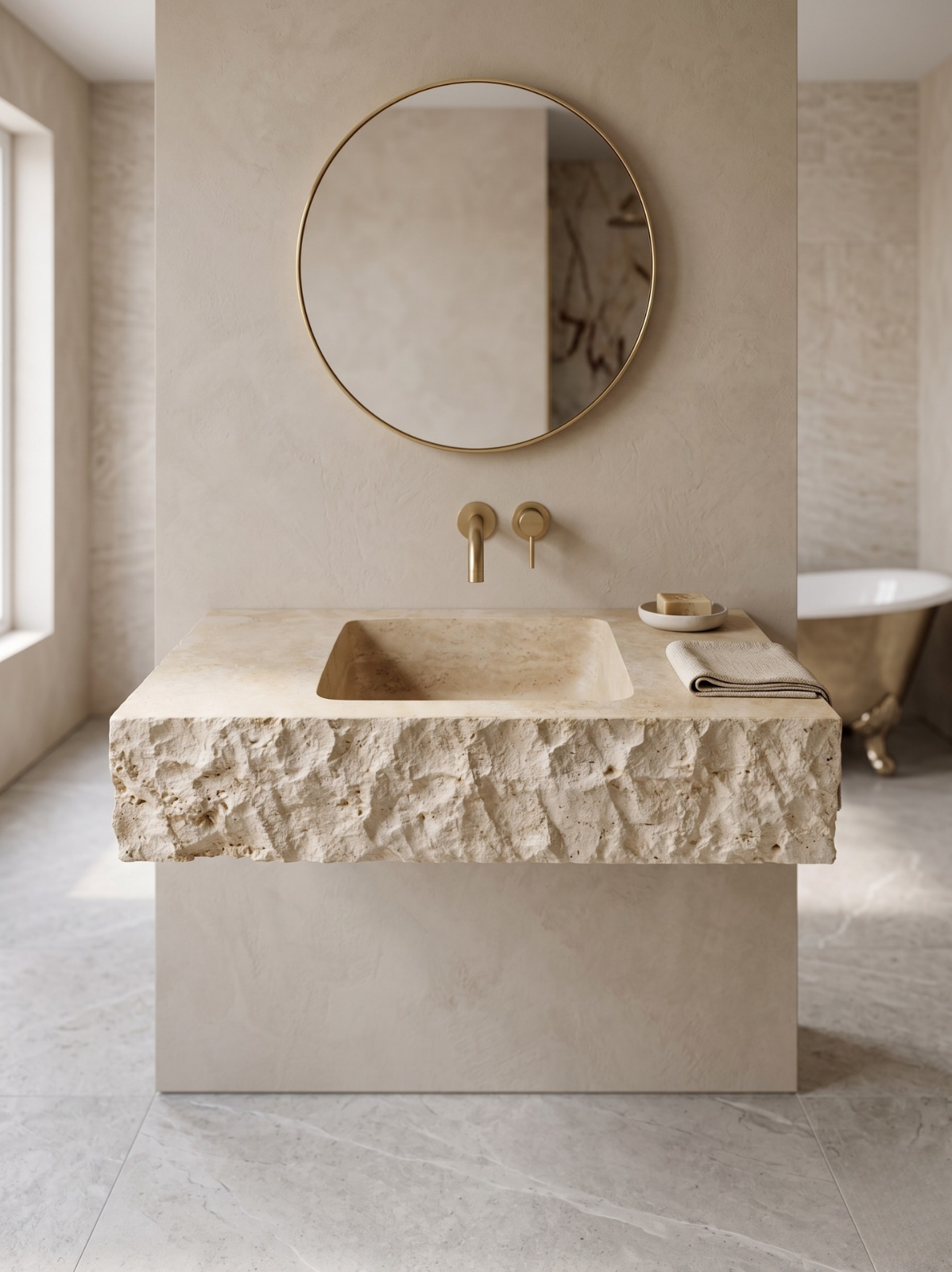 Custom Handmade Travertine Sink