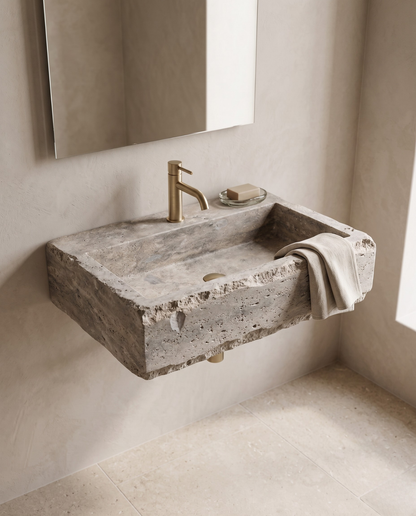 Rustic Silver Travertine Sink