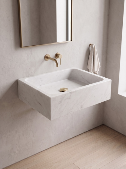 White Carrara Marble Sink