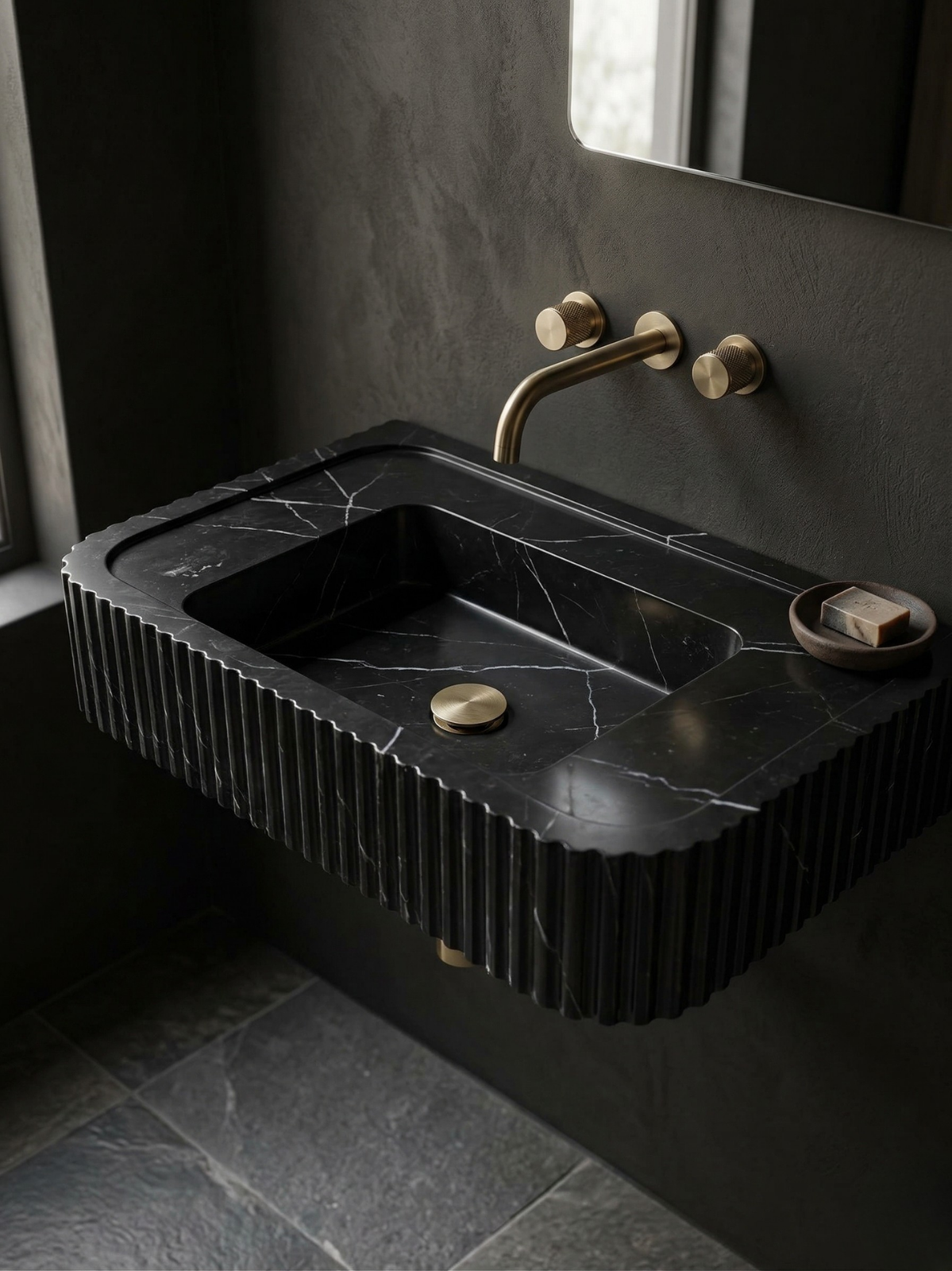 Nero Marquina Fluted Sink