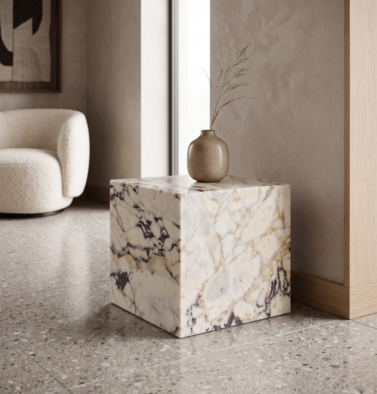 Calacatta Viola Marble Plinth Side Table