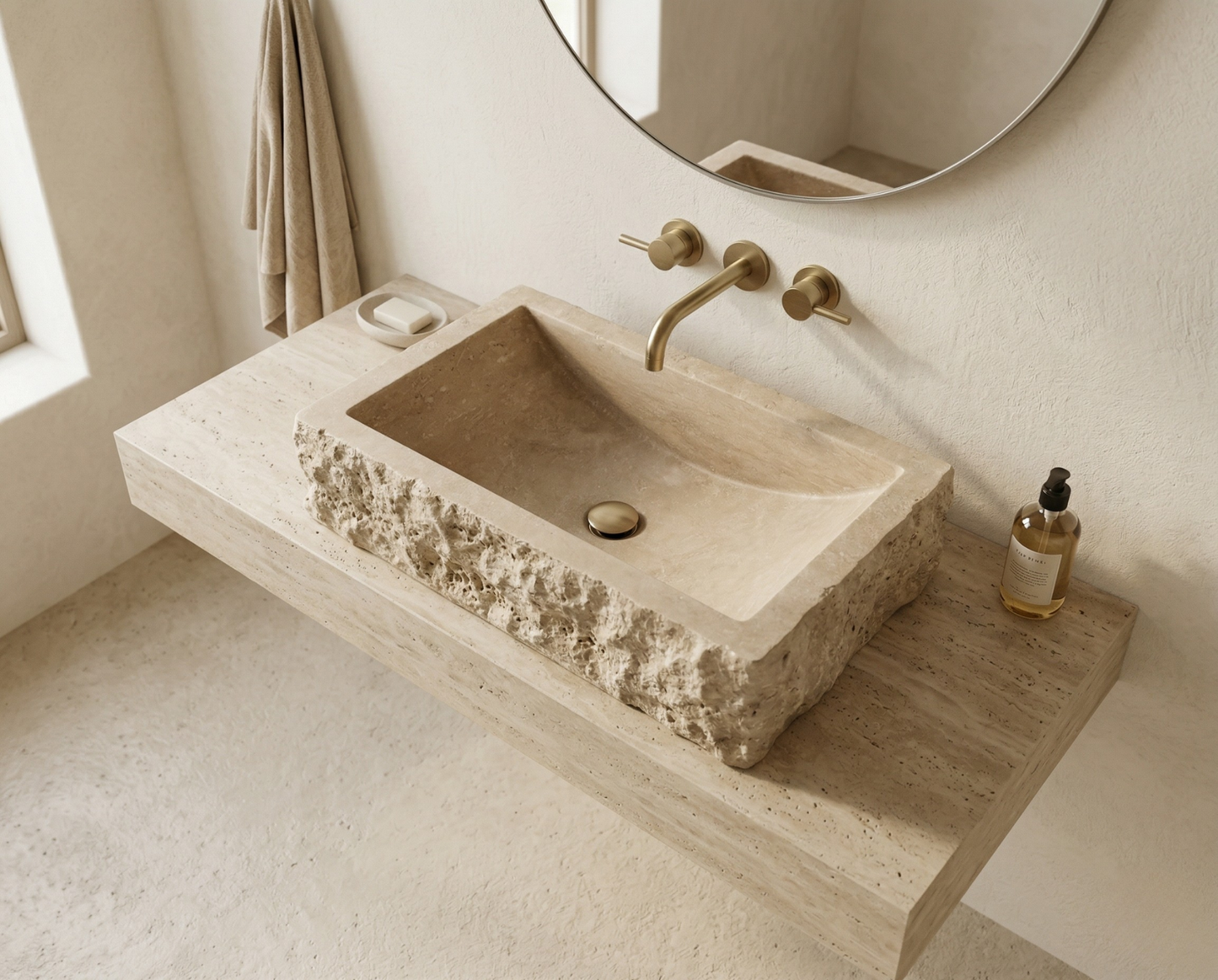 Travertine Rough Chiseled Sink