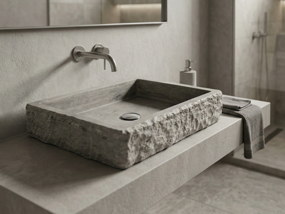 Silver Travertine Rectangular Sink