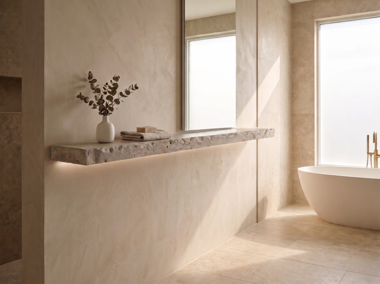 Natural Edge Travertine Shelf