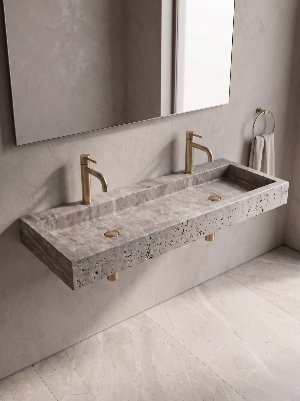 Dounble Silver Travertine Sink
