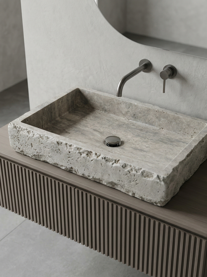 Silver Travertine Rectangular Sink
