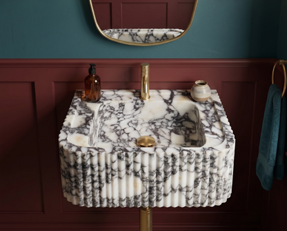 Calacatta Viola Fluted Marble Sink