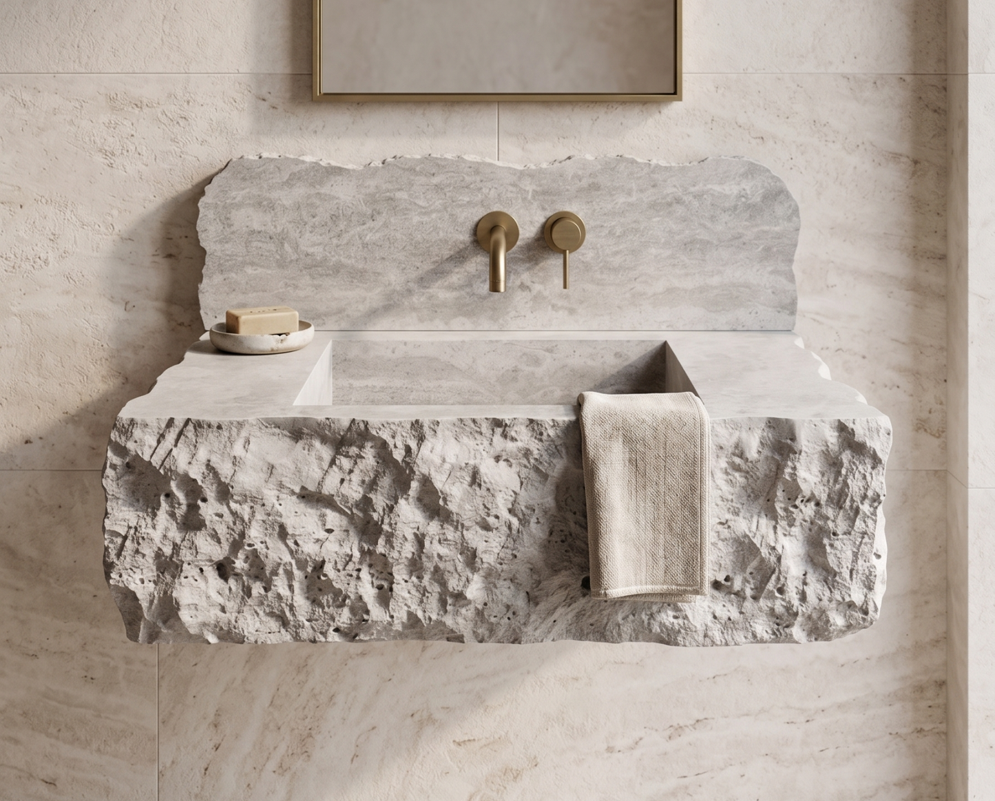 Silver Travertine Bathroom Sink