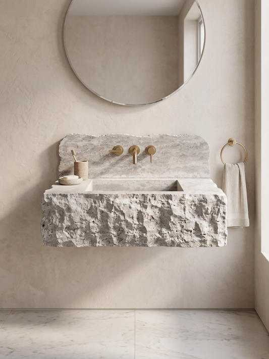 Silver Travertine Bathroom Sink