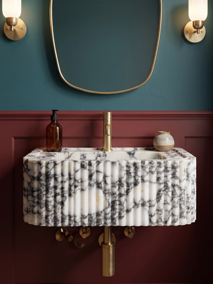 Calacatta Viola Fluted Marble Sink