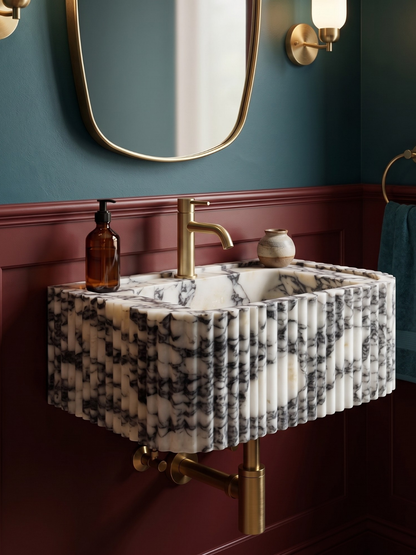 Calacatta Viola Fluted Marble Sink