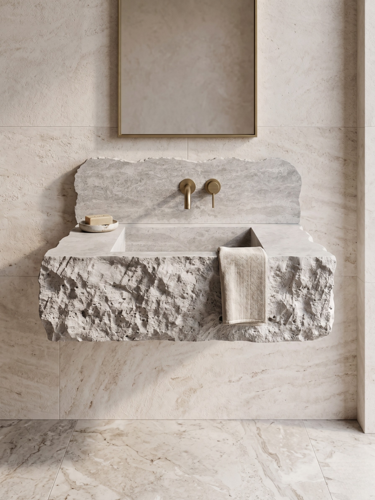 Silver Travertine Bathroom Sink