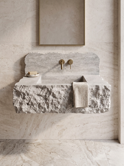 Silver Travertine Bathroom Sink