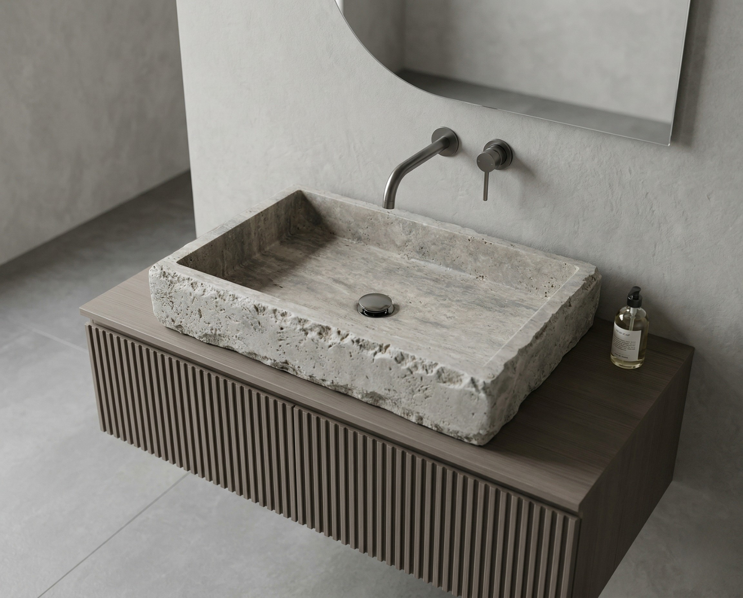 Silver Travertine Rectangular Sink