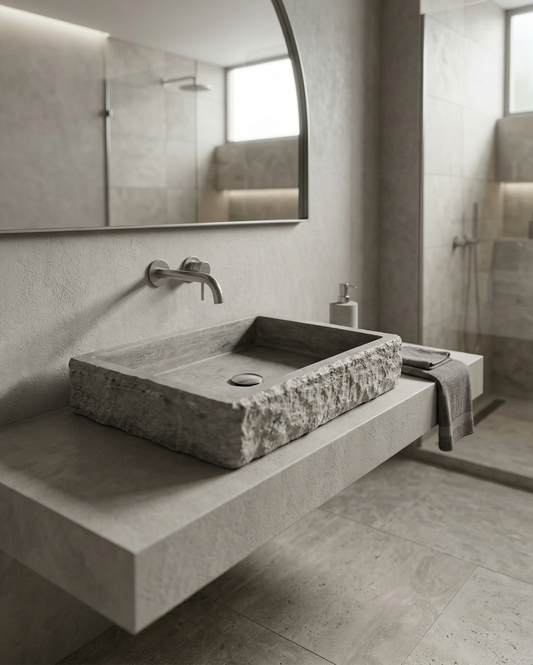 Silver Travertine Rectangular Sink