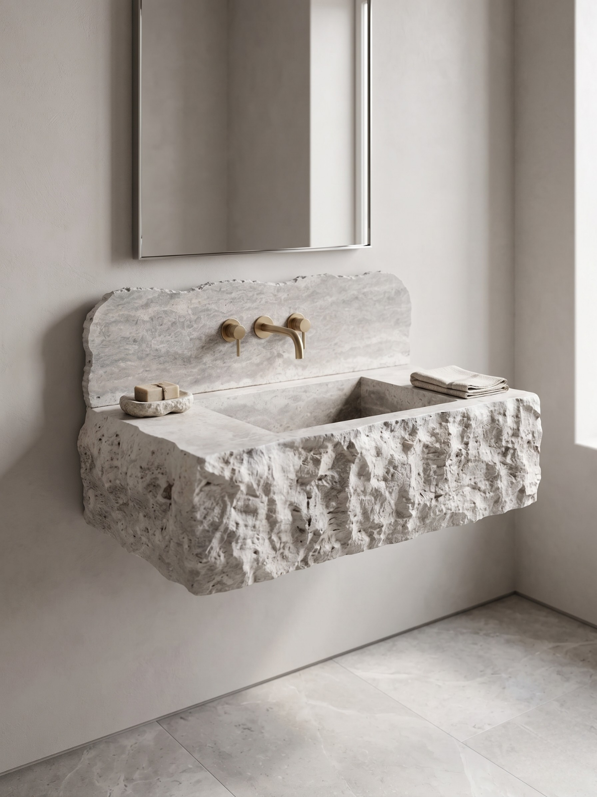 Travertine Sink-Optional Backsplash