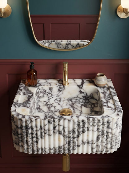 Calacatta Viola Fluted Marble Sink