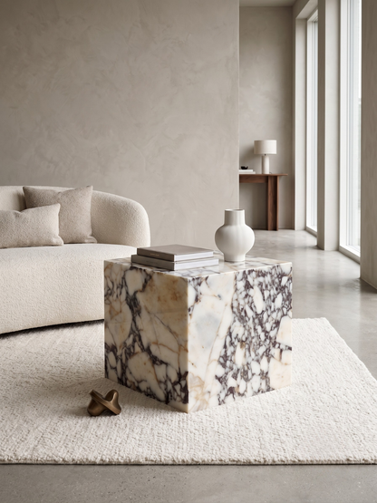 Calacatta Marble Cube Side Table, Handmade Natural Stone Plinth End Table, Custom Size