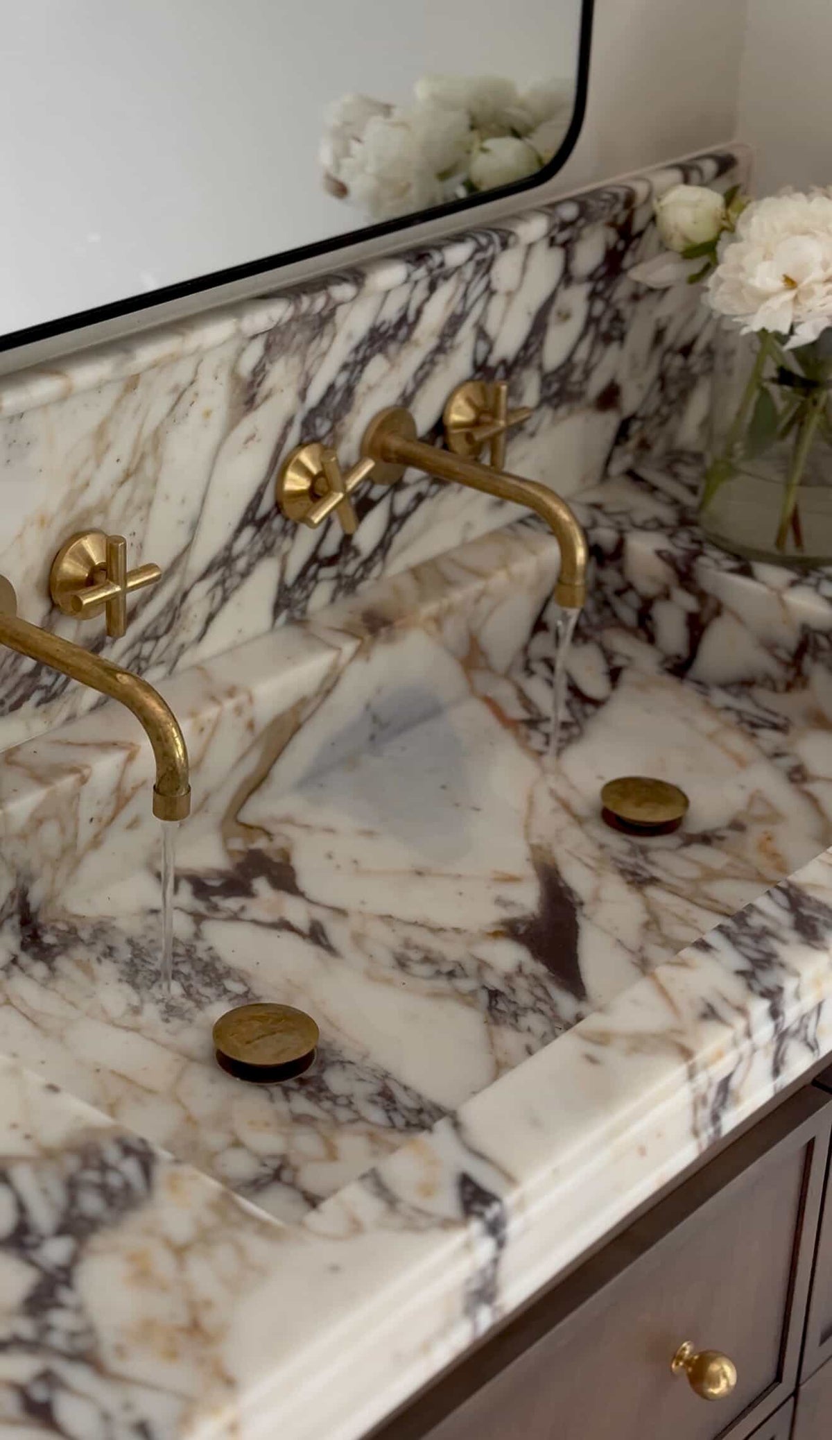 Calacatta Viola Marble Vanity Top Sink with Backsplash, Handmade Natural Stone Bathroom Sink, Custom Countertop Basin