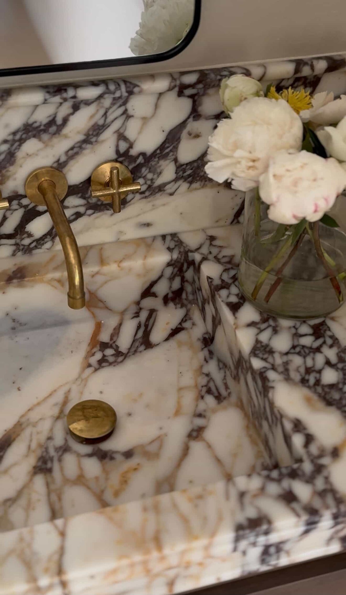 Calacatta Viola Marble Vanity Top Sink with Backsplash, Handmade Natural Stone Bathroom Sink, Custom Countertop Basin