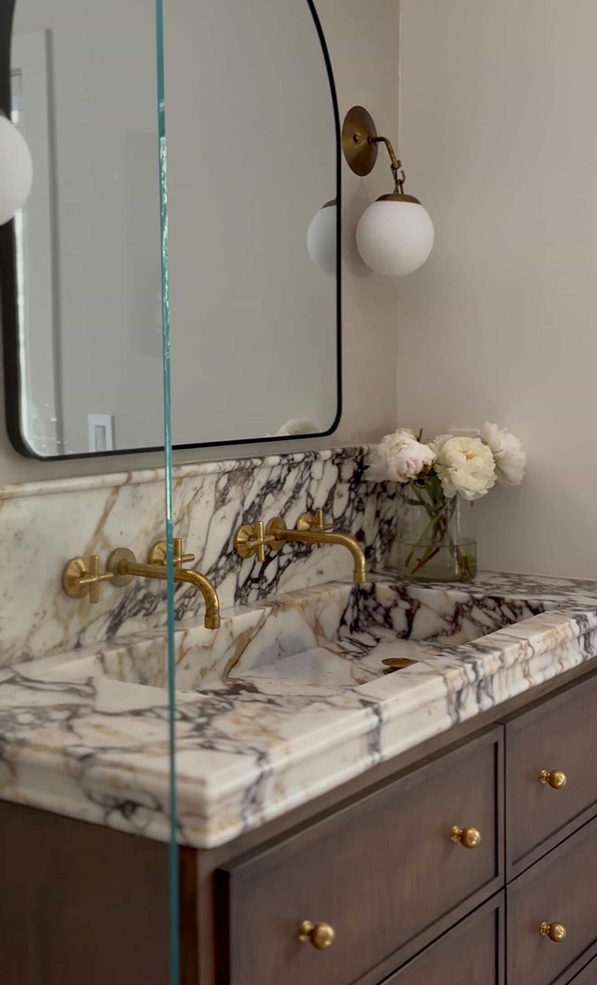 Calacatta Viola Marble Vanity Top Sink with Backsplash, Handmade Natural Stone Bathroom Sink, Custom Countertop Basin