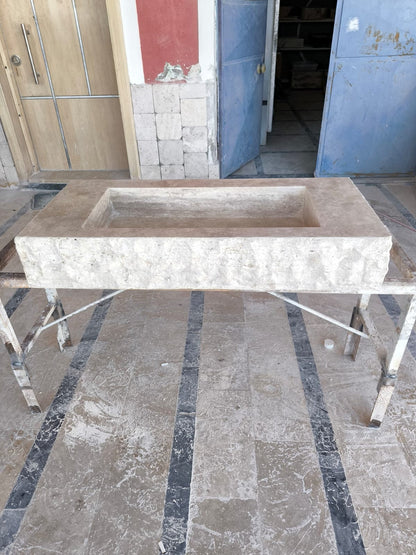 Handmade Travertine Wall-Mount Sink