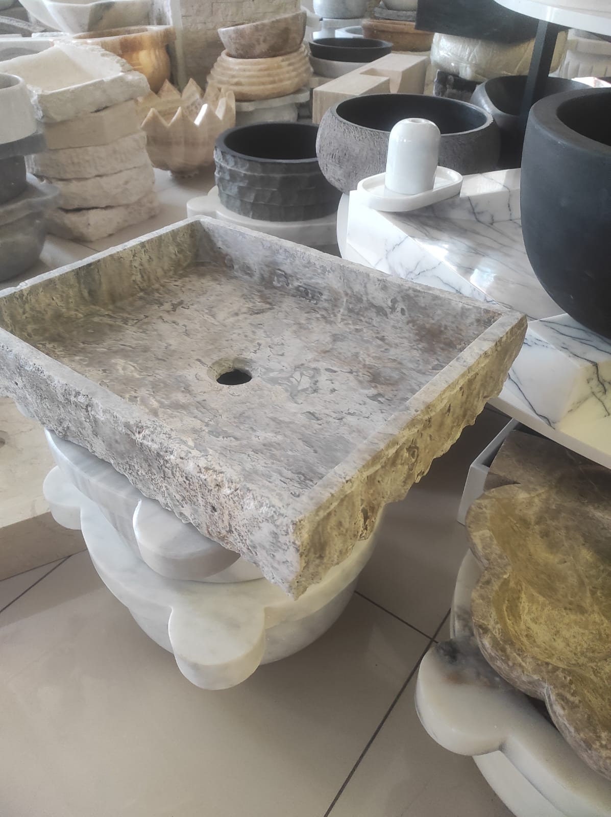 Silver Travertine Thin Edge Sink