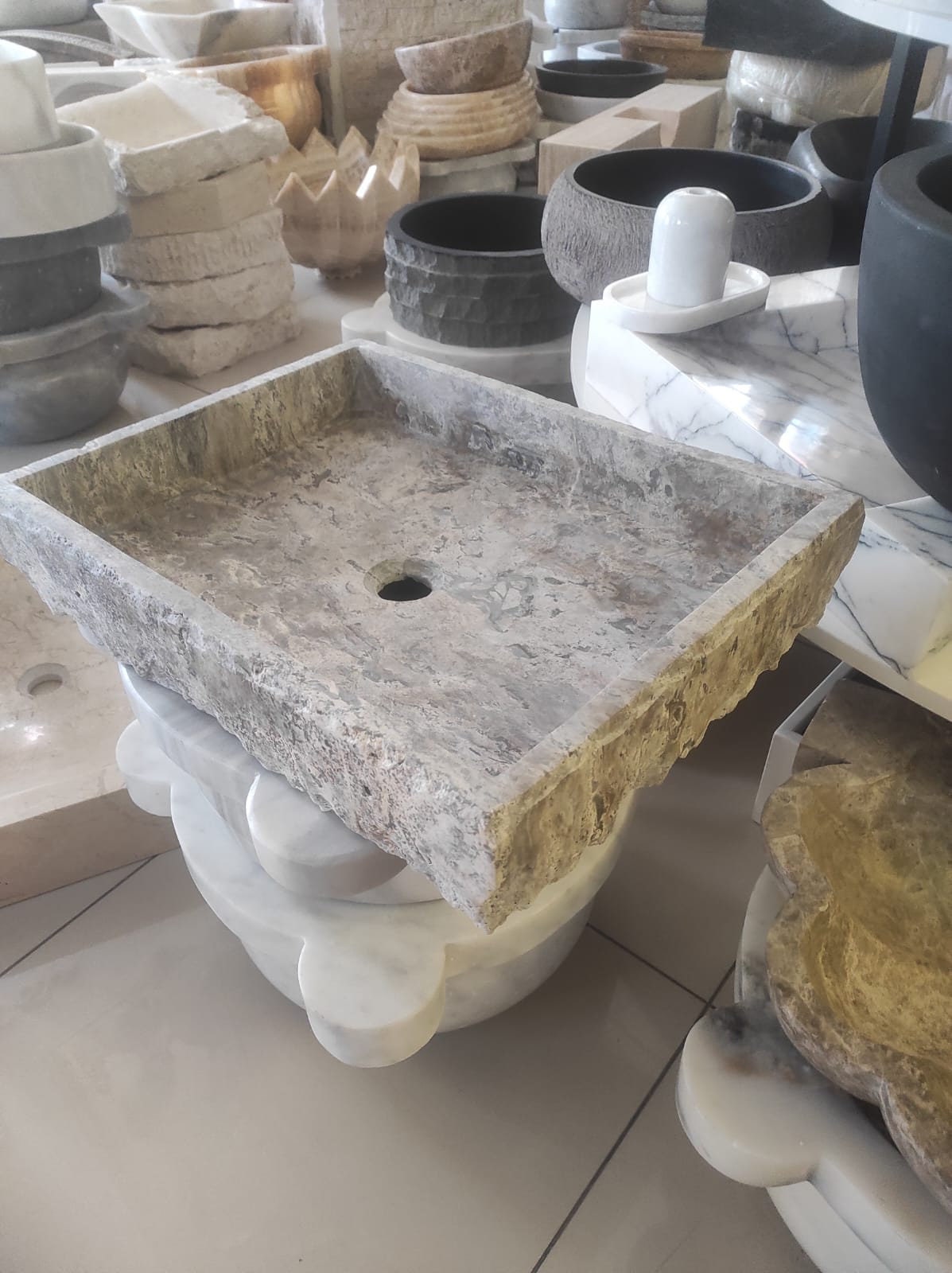 Silver Travertine Thin Edge Sink