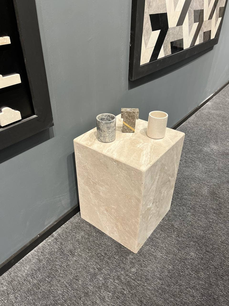 Travertine Plinth Side Table