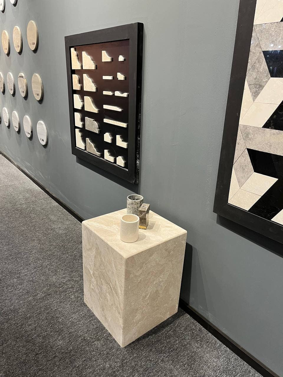 Travertine Plinth Side Table
